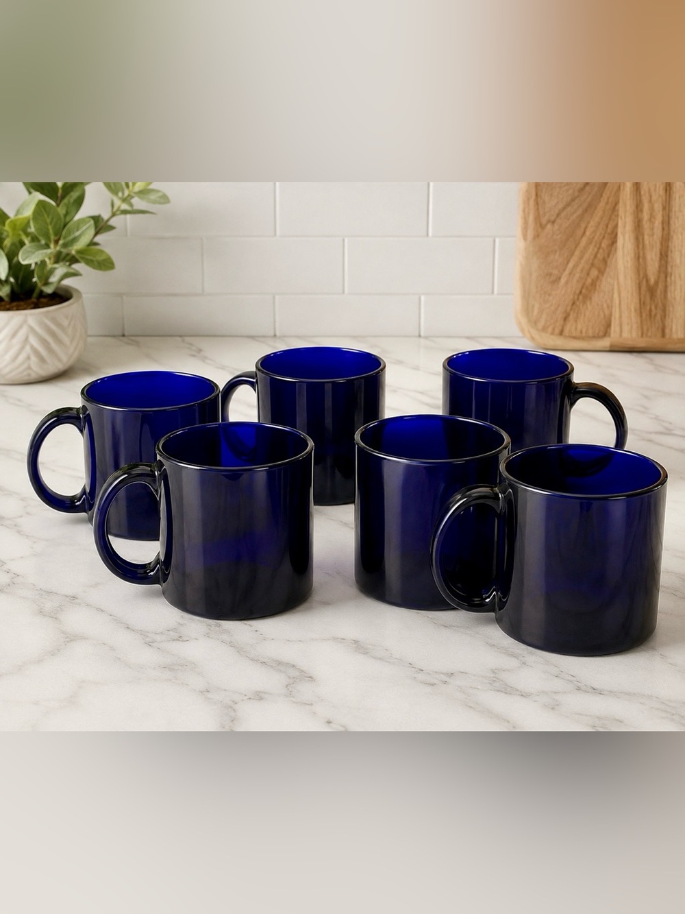 Libbey Cobalt Blue Glass Mugs - Set of 6